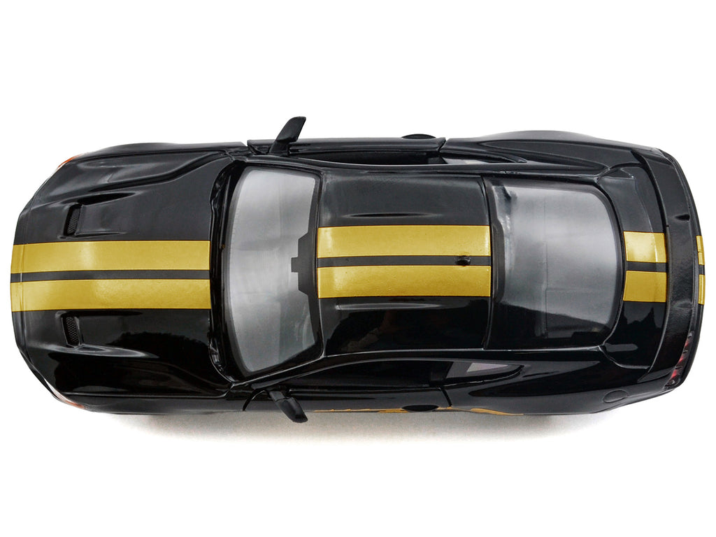 2018 Ford Mustang GT 5.0 Black with Gold Stripes and Graphics "Midnight Eclipse" Series 1/24 Diecast Model Car by Motormax - image 5