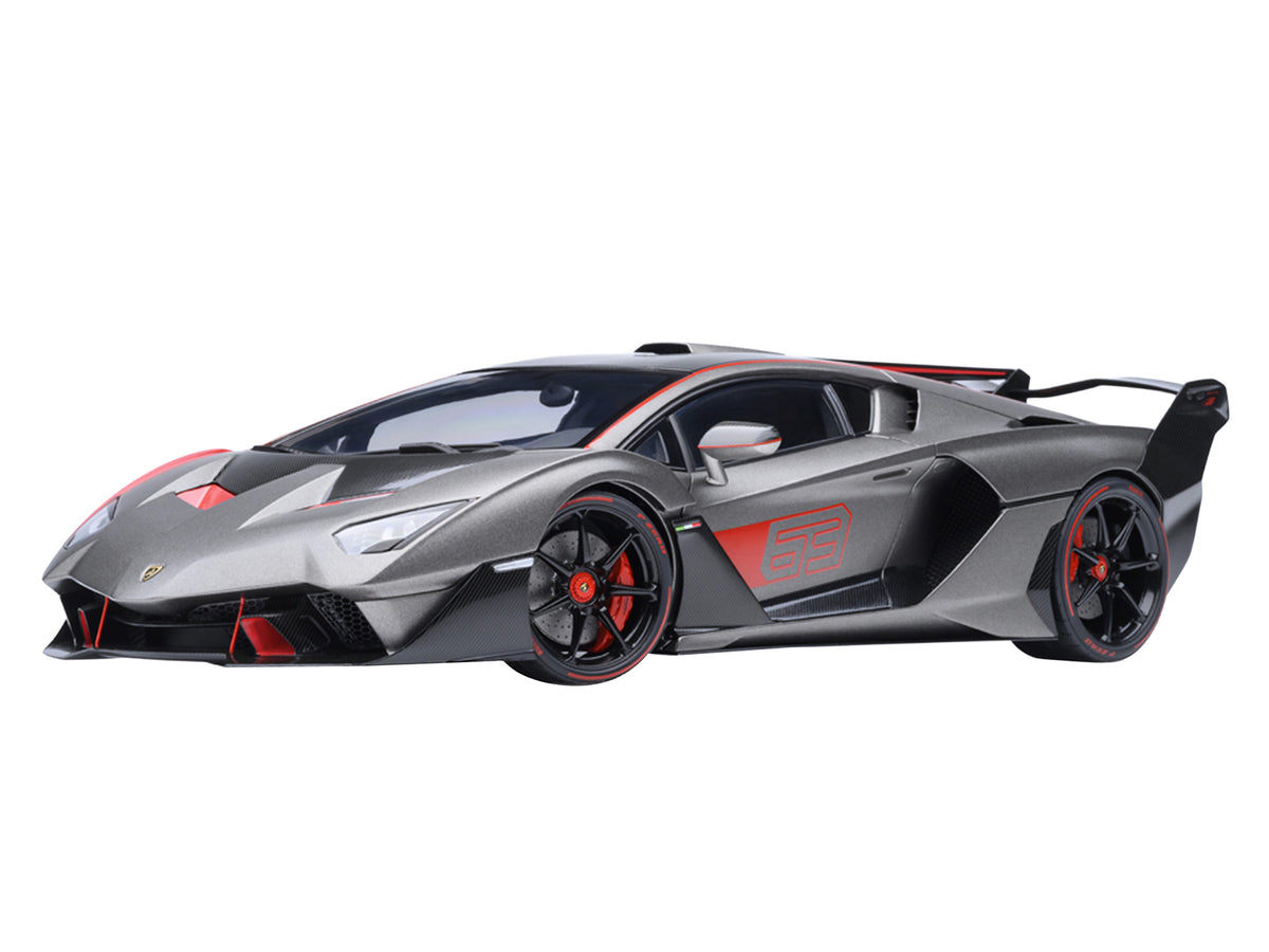 Lamborghini SC18 Alston Grigio Daytona Gray Metallic with Red Accents 1/18 Model Car by Autoart - image 2
