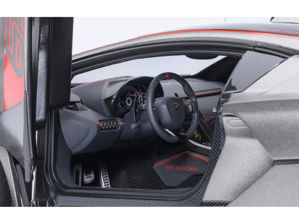 Lamborghini SC18 Alston Grigio Daytona Gray Metallic with Red Accents 1/18 Model Car by Autoart - image 4