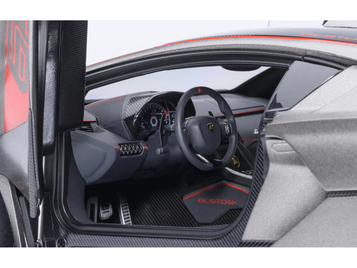 Lamborghini SC18 Alston Grigio Daytona Gray Metallic with Red Accents 1/18 Model Car by Autoart - image 4