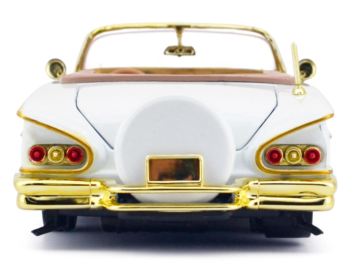 1958 Chevrolet Impala White Metallic with Gold Accents "Luxe Legends" Series 1/24 Diecast Model Car by Motormax