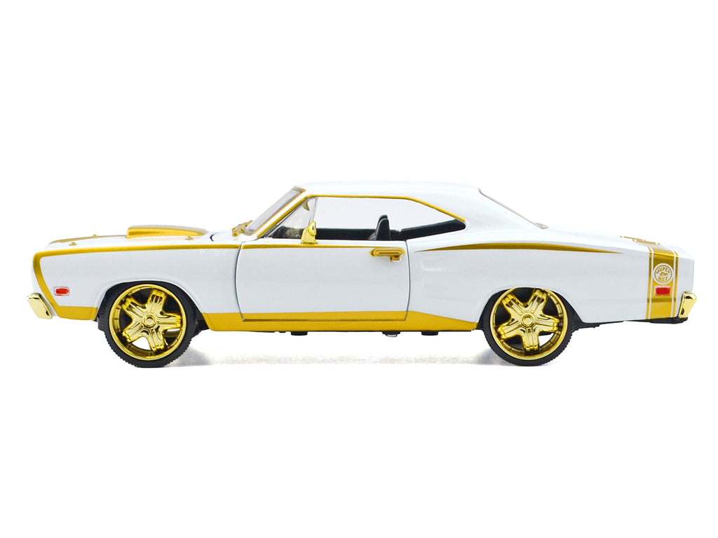 1969 Dodge Coronet Super Bee White Metallic with Gold Accents "Luxe Legends" Series 1/24 Diecast Model Car by Motormax