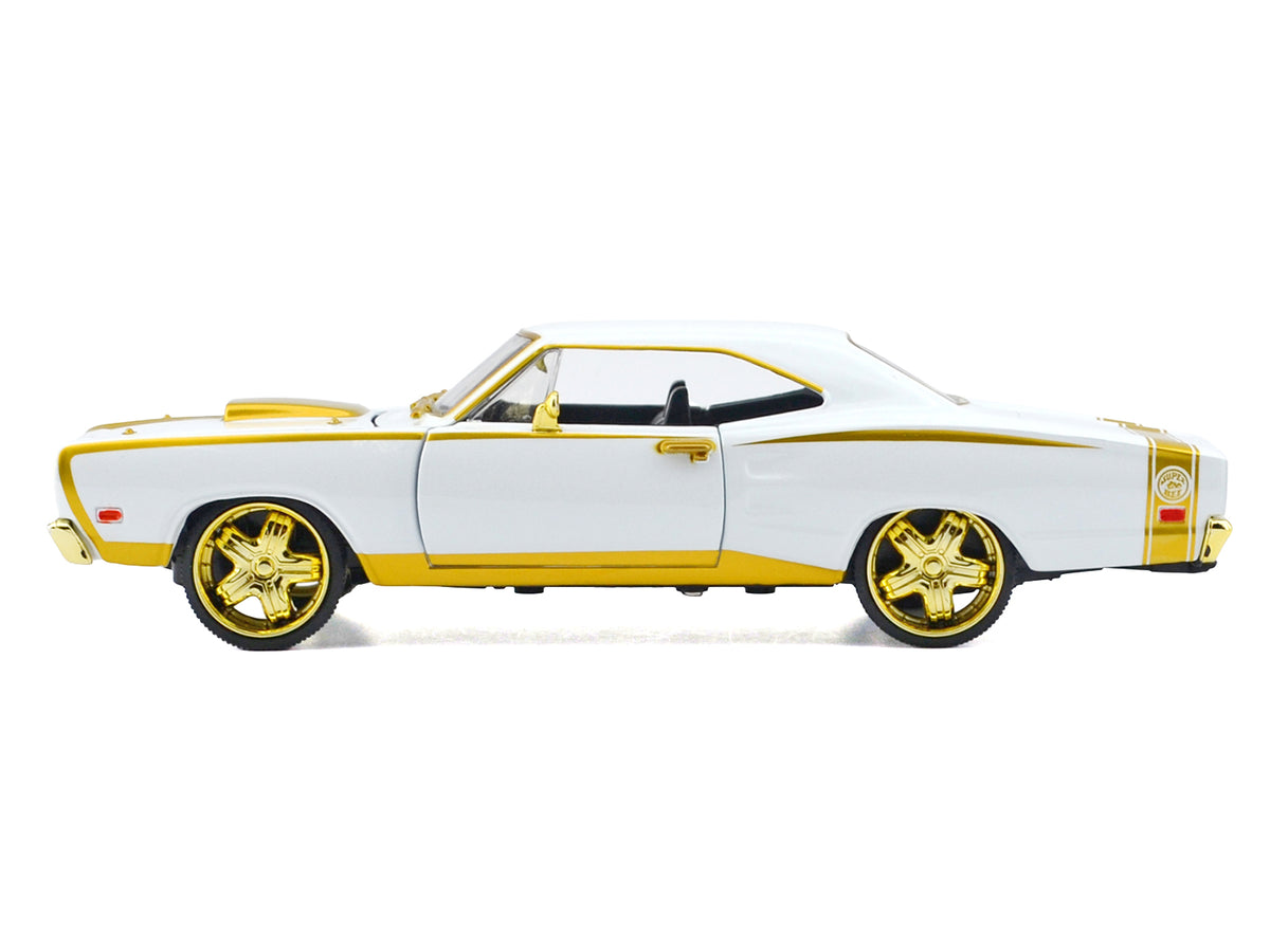 1969 Dodge Coronet Super Bee White Metallic with Gold Accents "Luxe Legends" Series 1/24 Diecast Model Car by Motormax