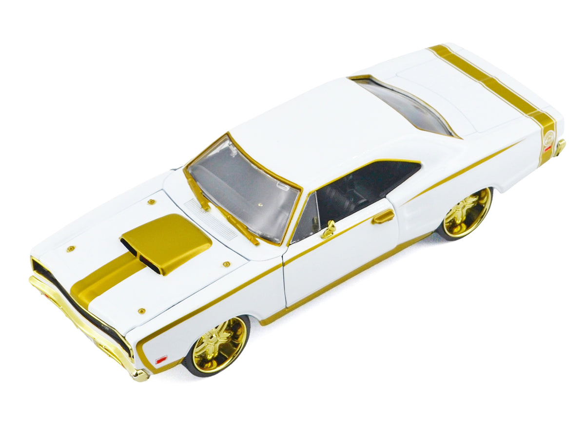 1969 Dodge Coronet Super Bee White Metallic with Gold Accents "Luxe Legends" Series 1/24 Diecast Model Car by Motormax