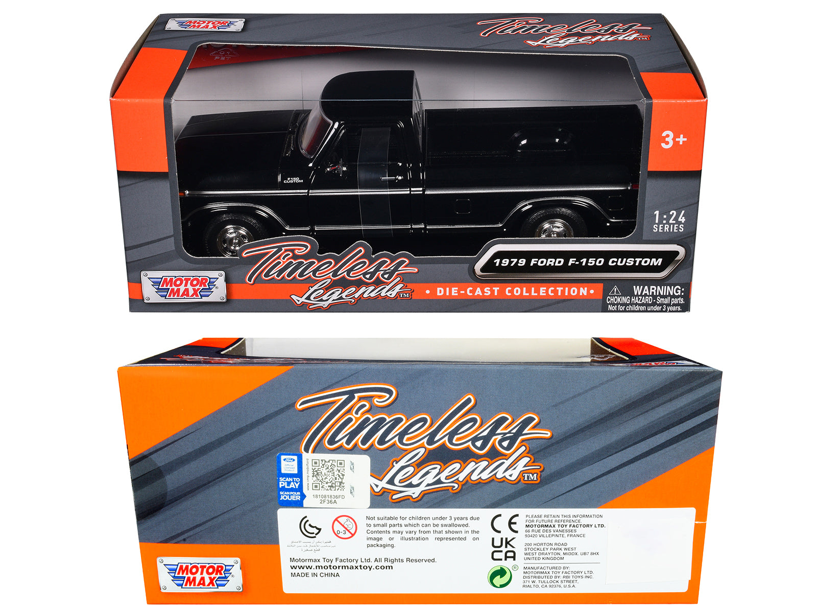 1979 Ford F-150 Custom Pickup Truck Black "Timeless Legends" Series 1/24 Diecast Model Car by Motormax - image 3