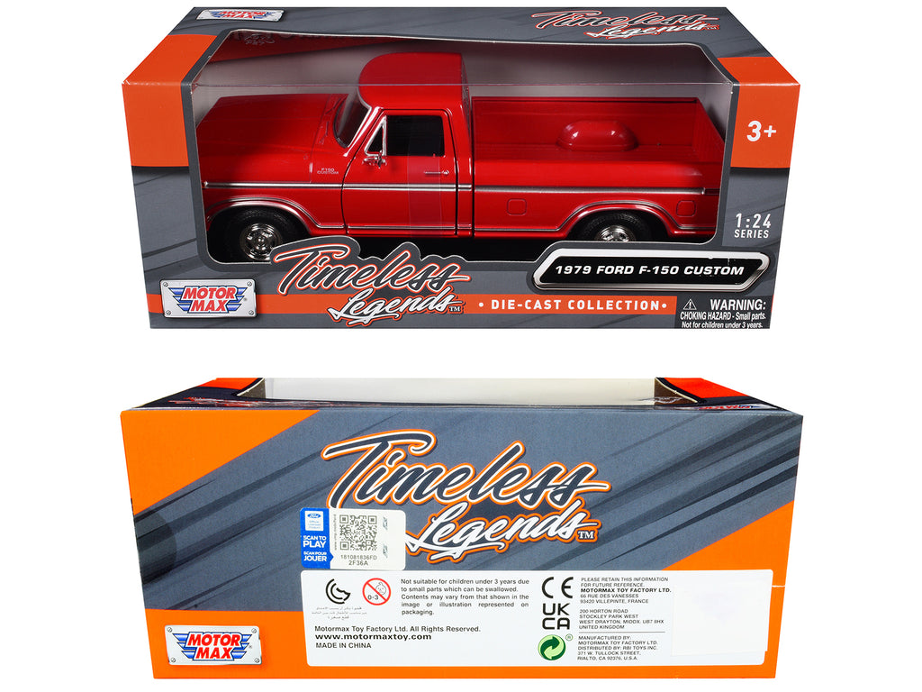 1979 Ford F-150 Custom Pickup Truck Red "Timeless Legends" Series 1/24 Diecast Model Car by Motormax - image 3