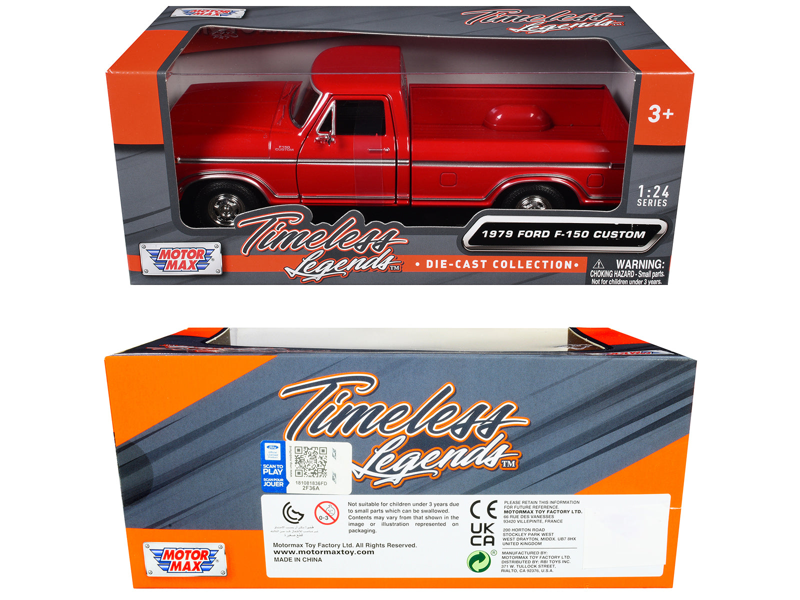 1979 Ford F-150 Custom Pickup Truck Red "Timeless Legends" Series 1/24 Diecast Model Car by Motormax - image 3