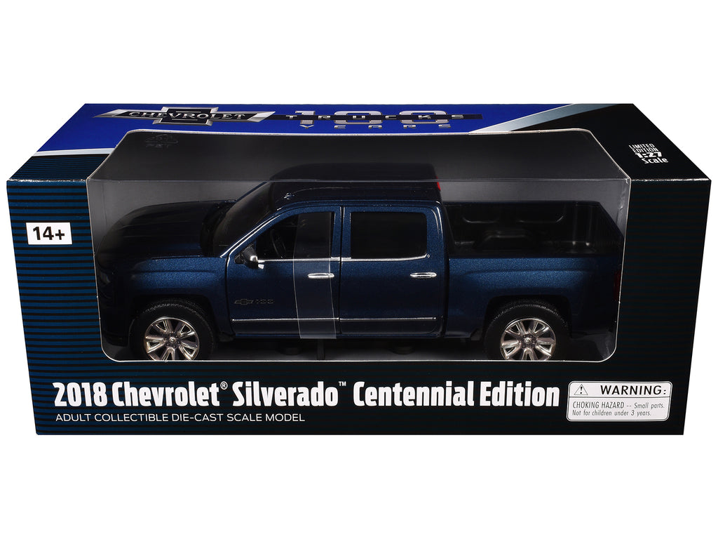 2018 Chevrolet Silverado LTZ Pickup Truck Centennial Edition Blue Metallic "100 Years Anniversary" 1/27 Diecast Model Car by Motormax - image 3