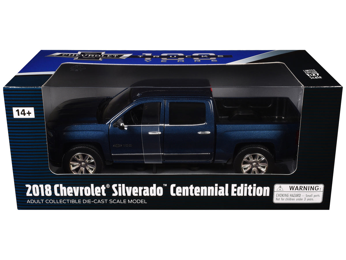 2018 Chevrolet Silverado LTZ Pickup Truck Centennial Edition Blue Metallic "100 Years Anniversary" 1/27 Diecast Model Car by Motormax - image 3