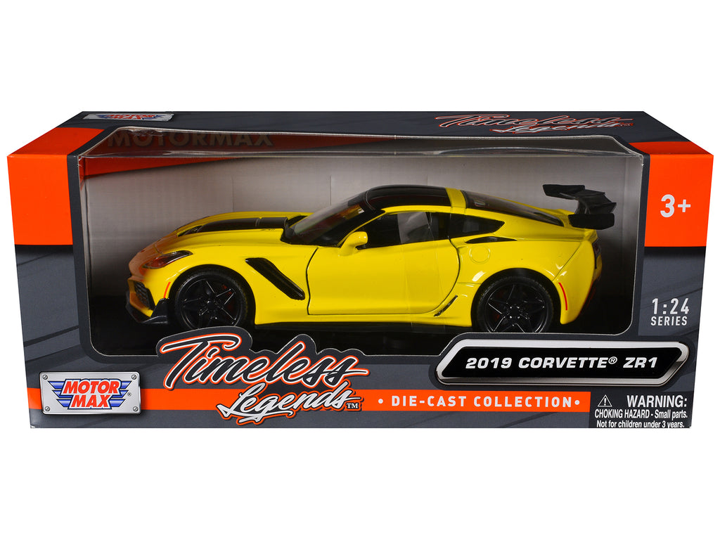 2019 Chevrolet Corvette ZR1 Yellow with Black Accents 1/24 Diecast Model Car by Motormax - image 4