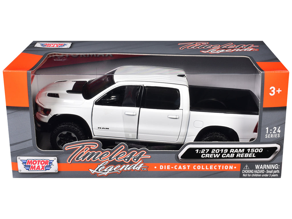 2019 RAM 1500 Rebel Crew Cab Pickup Truck White 1/24-1/27 Diecast Model Car by Motormax - image 2