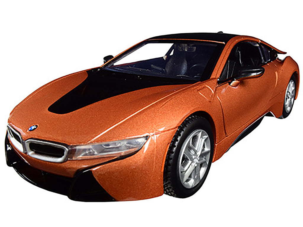 2018 BMW i8 Coupe Metallic Orange with Black Top 1/24 Diecast Model Car by Motormax - image 2