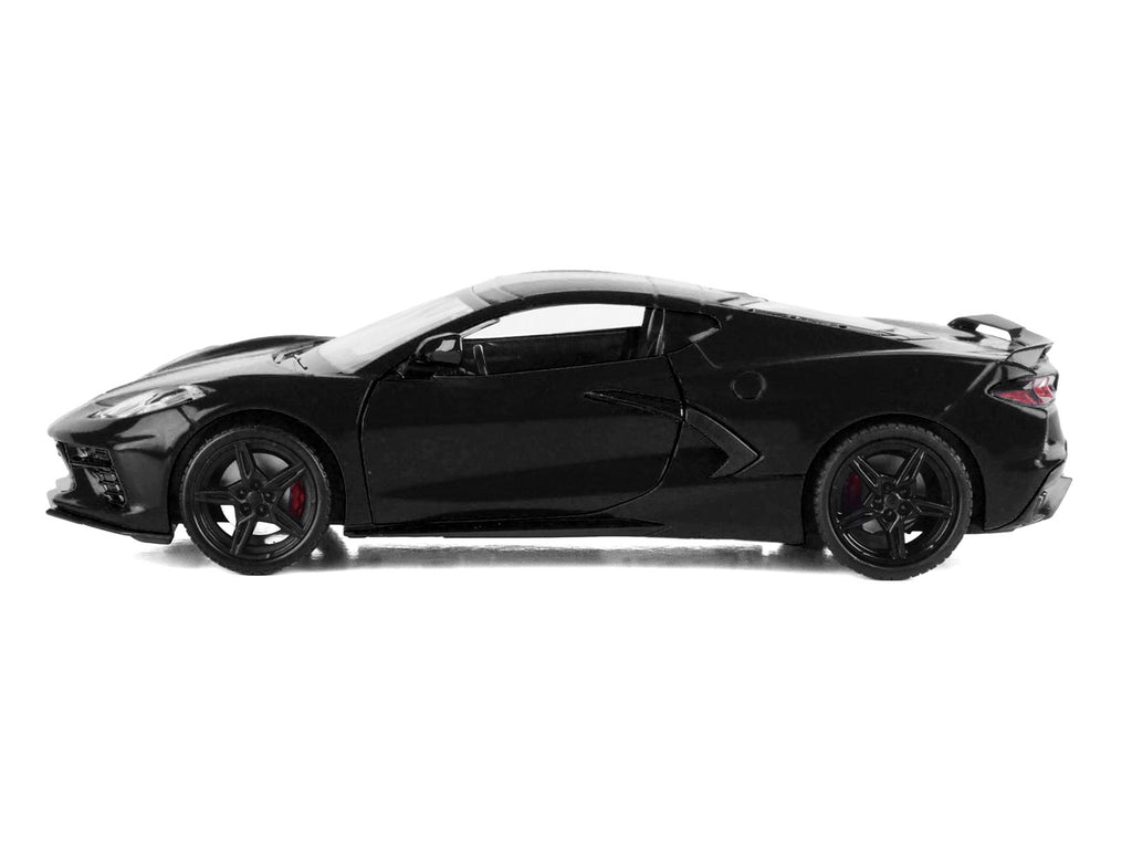 2020 Chevrolet Corvette C8 Stingray Black with Silver Stripes "Timeless Legends" Series 1/24 Diecast Model Car by Motormax - image 2