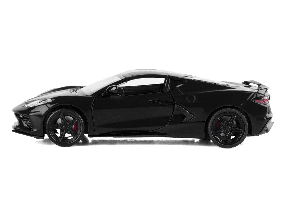 2020 Chevrolet Corvette C8 Stingray Black with Silver Stripes "Timeless Legends" Series 1/24 Diecast Model Car by Motormax - image 2