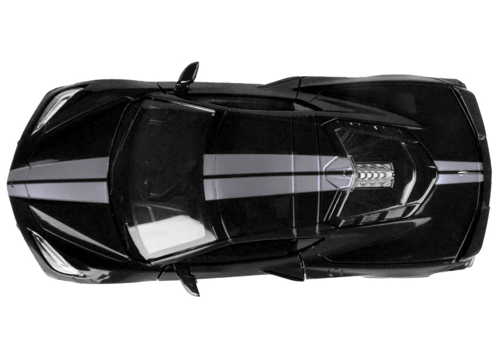 2020 Chevrolet Corvette C8 Stingray Black with Silver Stripes "Timeless Legends" Series 1/24 Diecast Model Car by Motormax - image 3