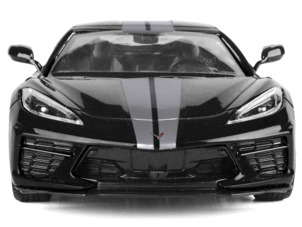2020 Chevrolet Corvette C8 Stingray Black with Silver Stripes "Timeless Legends" Series 1/24 Diecast Model Car by Motormax - image 4