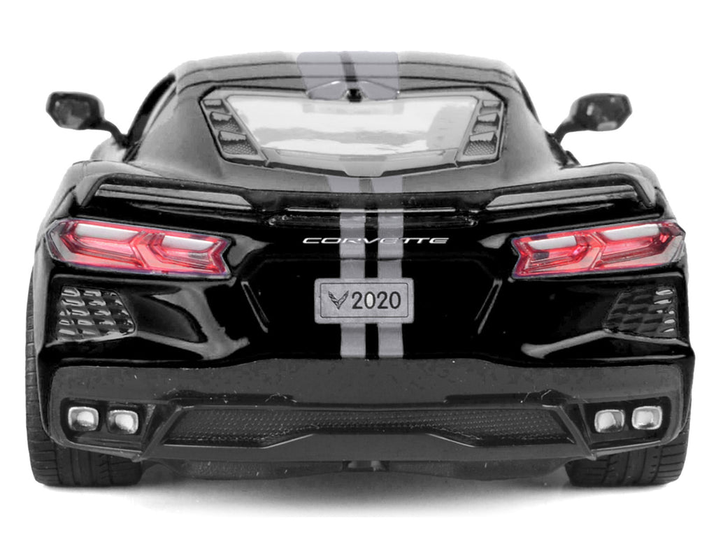 2020 Chevrolet Corvette C8 Stingray Black with Silver Stripes "Timeless Legends" Series 1/24 Diecast Model Car by Motormax - image 5