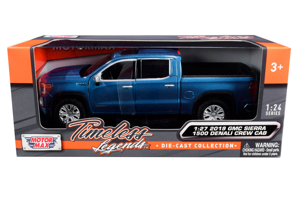 2019 GMC Sierra 1500 Denali Crew Cab Pickup Truck Blue Metallic 1/24-1/27 Diecast Model Car by Motormax - image 3