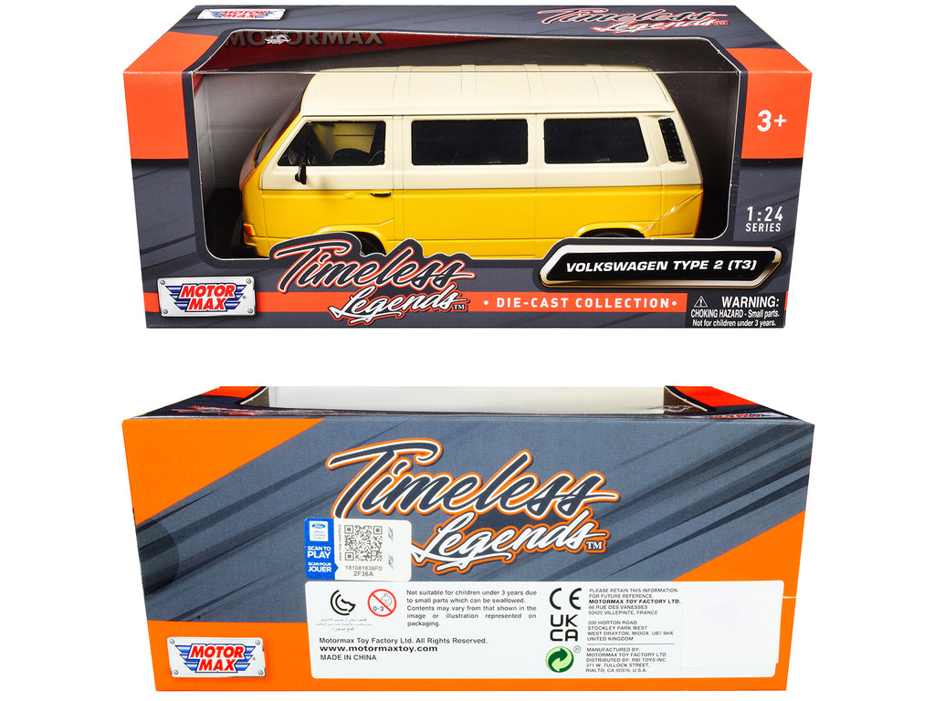 Volkswagen Type 2 (T3) Van Yellow and Beige "Timeless Legends" Series 1/24 Diecast Model Car by Motormax - image 3
