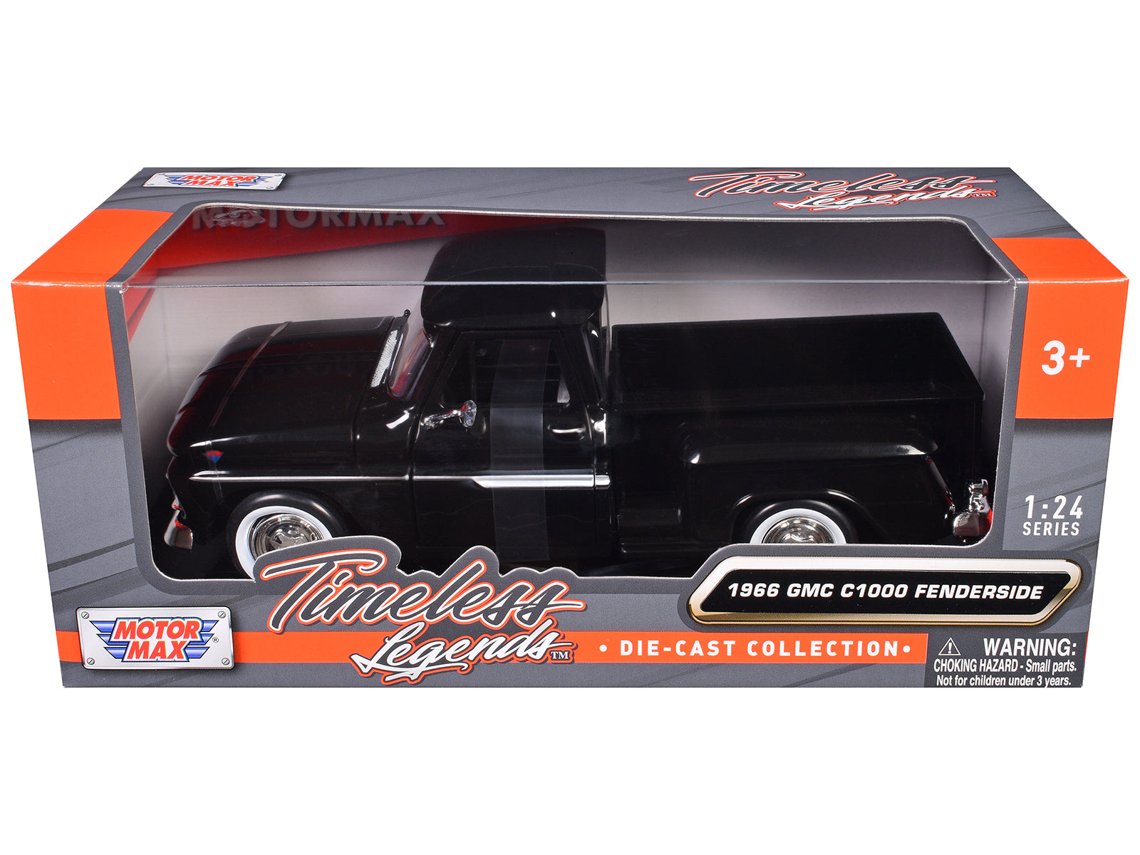 1966 GMC C1000 Fenderside Pickup Truck Black "Timeless Legends" Series 1/24 Diecast Model Car by Motormax - image 3