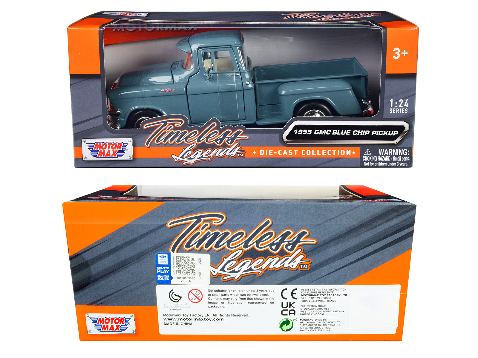 1955 GMC Blue Chip Pickup Truck Light Blue "Timeless Legends" Series 1/24 Diecast Model Car by Motormax