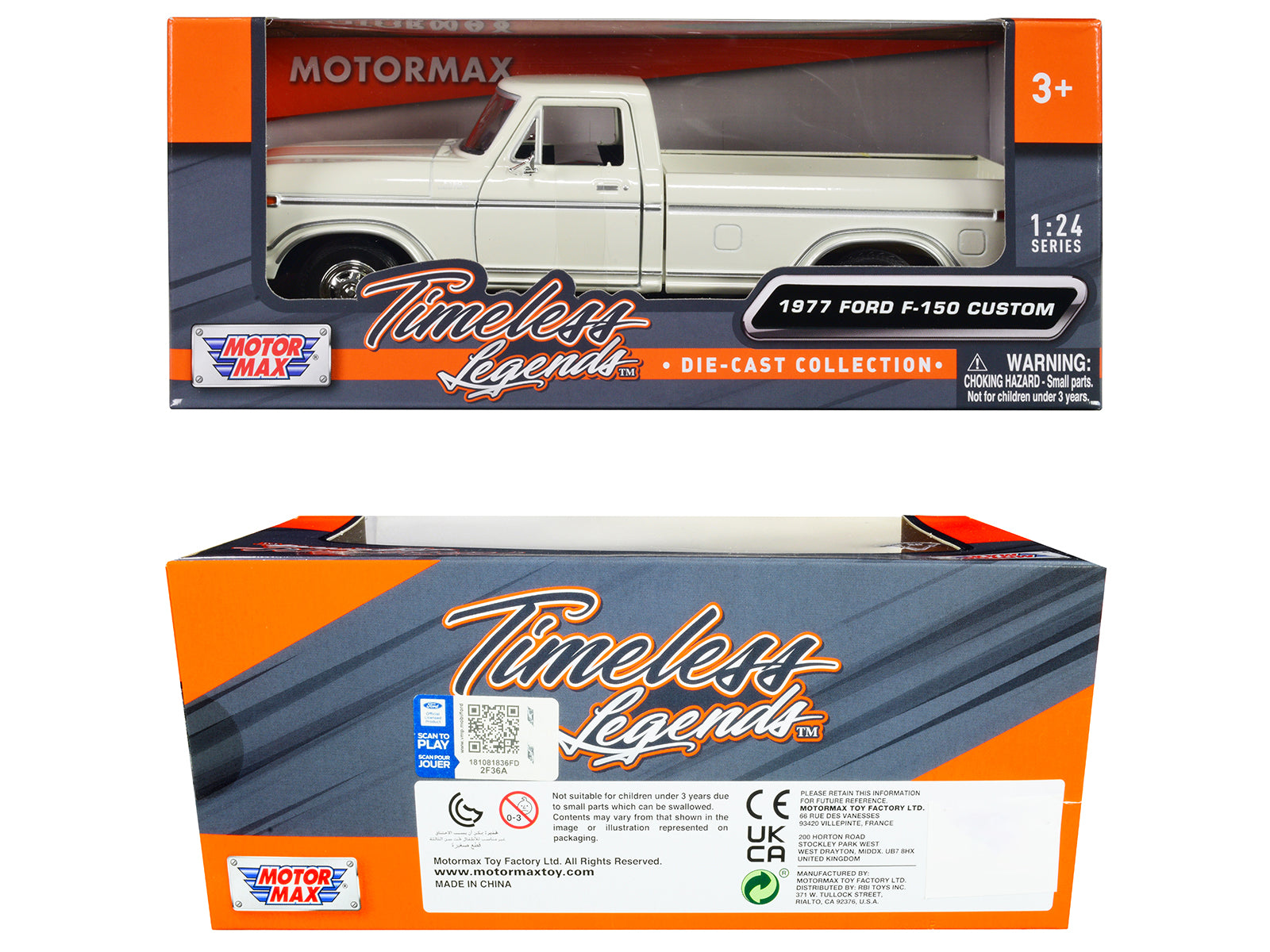 1977 Ford F-150 Custom Pickup Truck White "Timeless Legends" Series 1/24 Diecast Model Car by Motormax - image 3