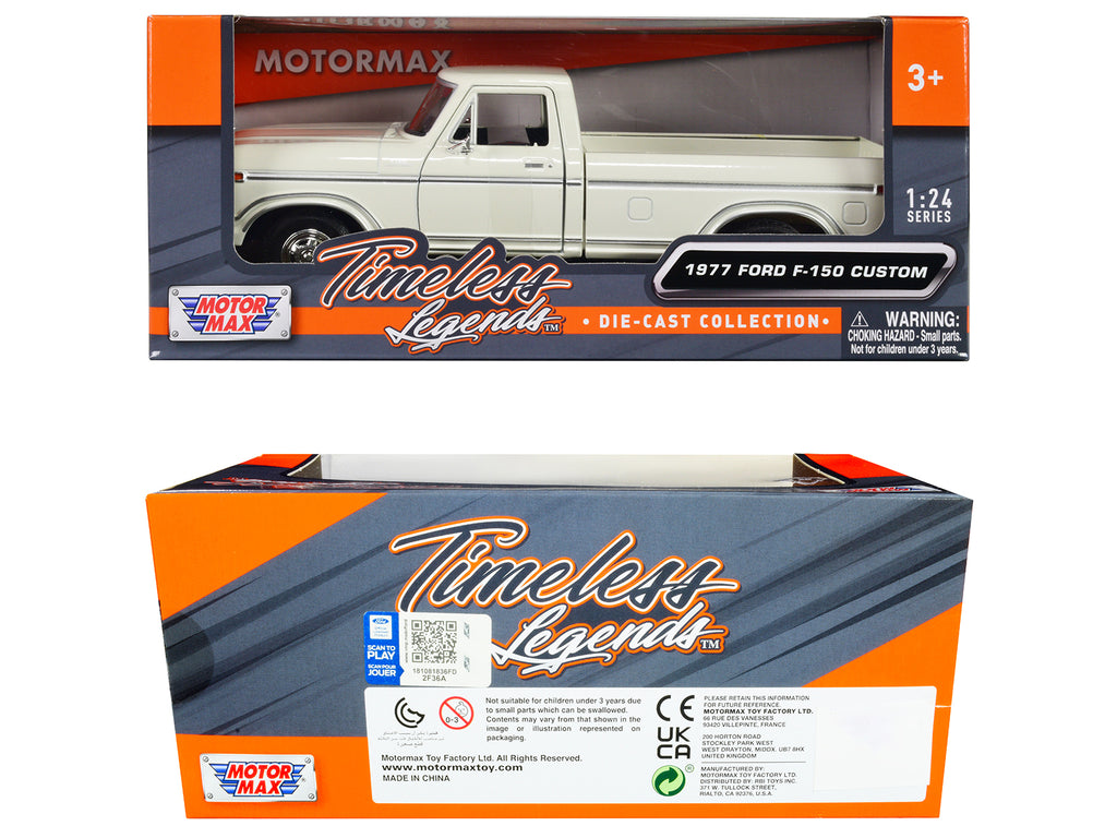 1977 Ford F-150 Custom Pickup Truck White "Timeless Legends" Series 1/24 Diecast Model Car by Motormax - image 3