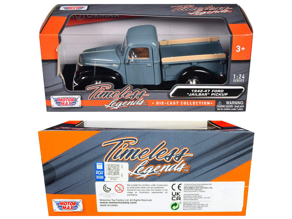 1942-47 Ford "Jailbar" Pickup Truck Blue and Black "Timeless Legends" Series 1/24 Diecast Model Car by Motormax - image 3