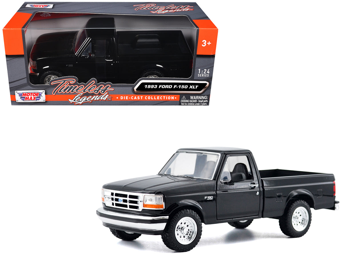 1993 Ford F-150 XLT Pickup Truck Black "Timeless Legends" Series 1/24 Diecast Model Car by Motormax