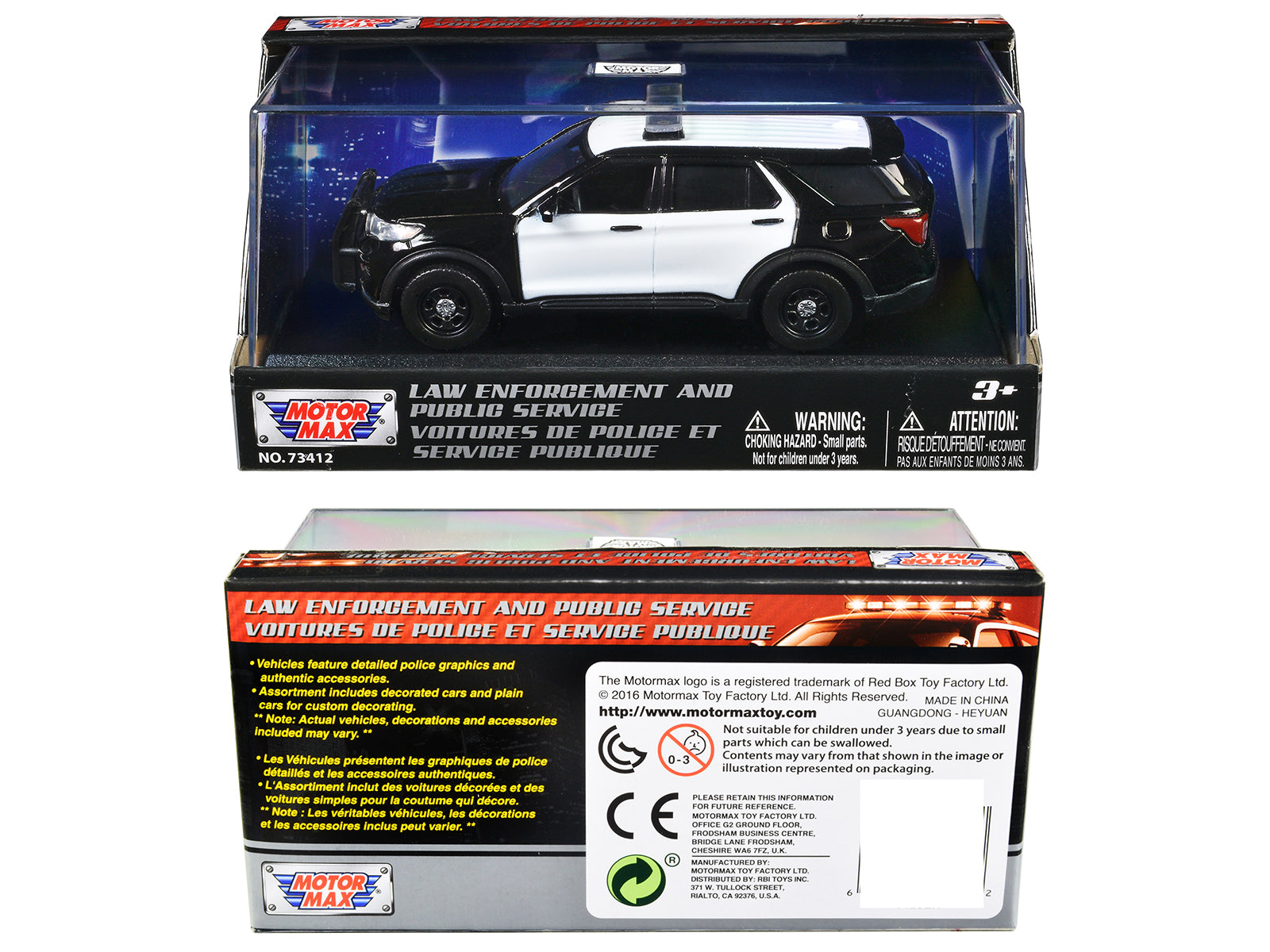 2022 Ford Police Interceptor Utility Black and White Unmarked "Law Enforcement and Public Service" Series 1/43 Diecast Model Car by Motormax - image 3