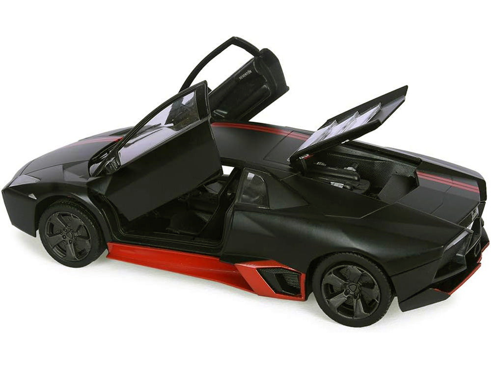 Lamborghini Reventon Matt Black with Red Stripes "Satin Paint" Series 1/24 Diecast Model Car by Motormax - image 2