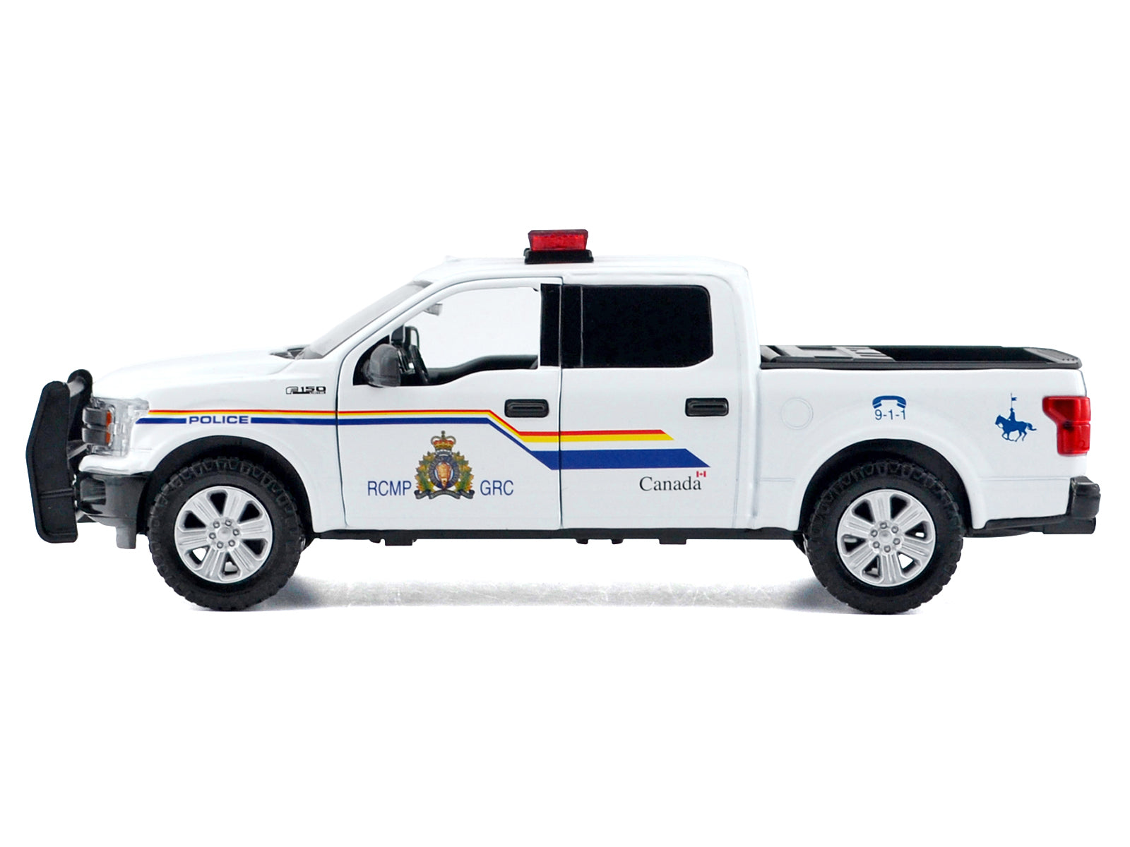 2019 Ford F-150 Lariat Crew Cab Pickup Truck "Royal Canadian Mounted Police" White with Flashing Light Bar and Front and Rear Lights and Sounds "Law Enforcement and Public Service" Series 1/27 Diecast Model Car by Motormax
