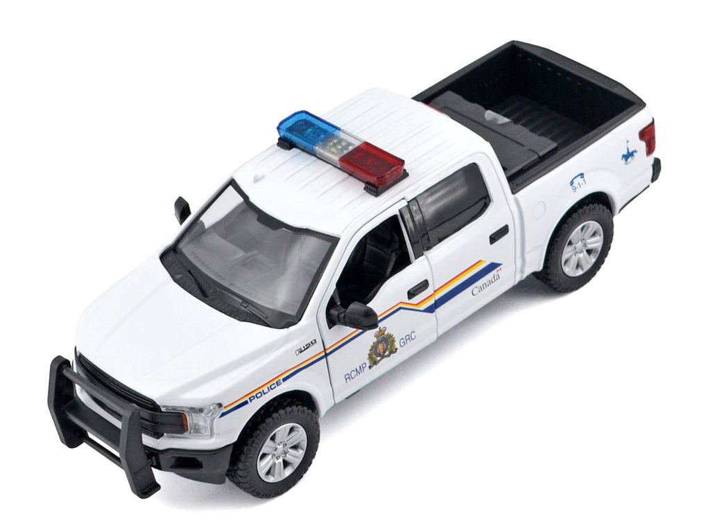 2019 Ford F-150 Lariat Crew Cab Pickup Truck "Royal Canadian Mounted Police" White with Flashing Light Bar and Front and Rear Lights and Sounds "Law Enforcement and Public Service" Series 1/27 Diecast Model Car by Motormax