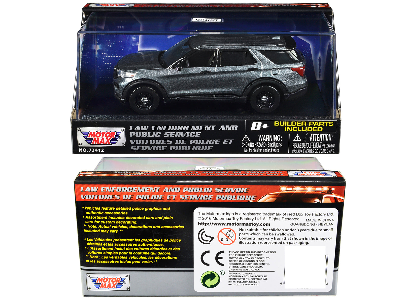 2022 Ford Police Interceptor Utility Gray Metallic Unmarked "Custom Builder's Kit" "Law Enforcement and Public Service" Series 1/43 Diecast Model Car by Motormax - image 3