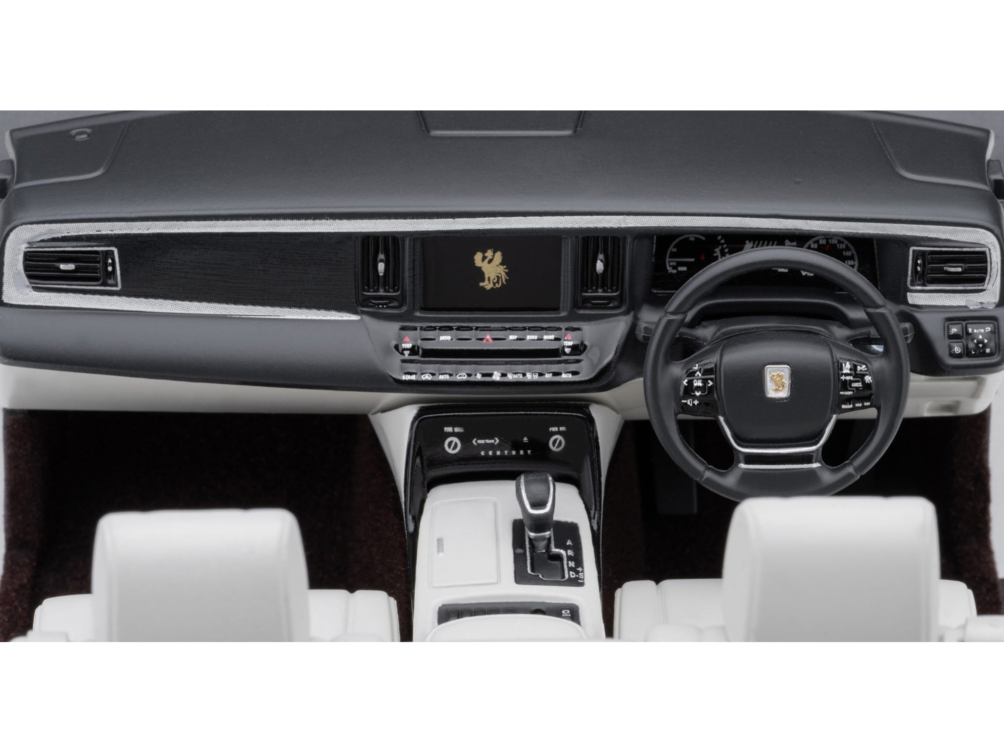 Toyota Century Open Car Convertible RHD (Right Hand Drive) Black with White Interior 1/18 Model Car by Autoart - image 3