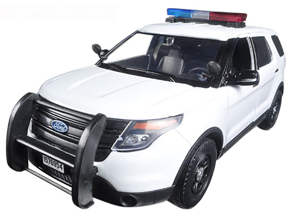 2015 Ford Police Interceptor Utility White with Flashing Light Bar and Front and Rear Lights and 2 Sounds 1/24 Diecast Model Car by Motormax - image 2