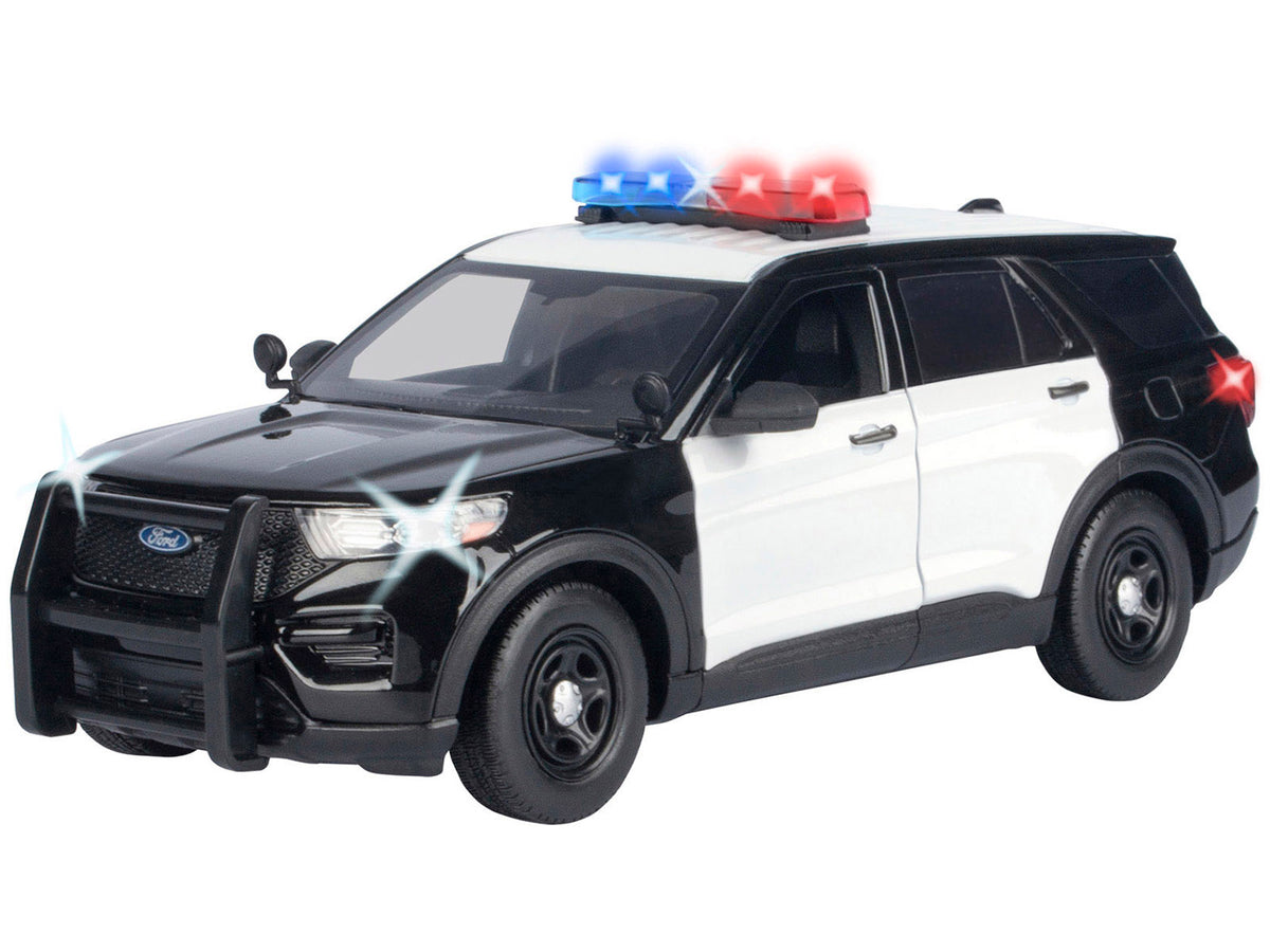 2022 Ford Police Interceptor Utility Black and White "Builder's Kit" with Flashing Light Bar and Front and Rear Lights and Sounds 1/24 Diecast Model Car by Motormax - image 2
