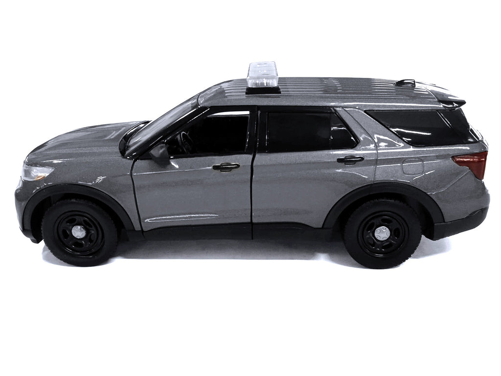 2022 Ford Police Interceptor Utility Dark Gray Metallic "Builder's Kit" with Flashing Light Bar and Front and Rear Lights and Sounds 1/24 Diecast Model Car by Motormax - image 3