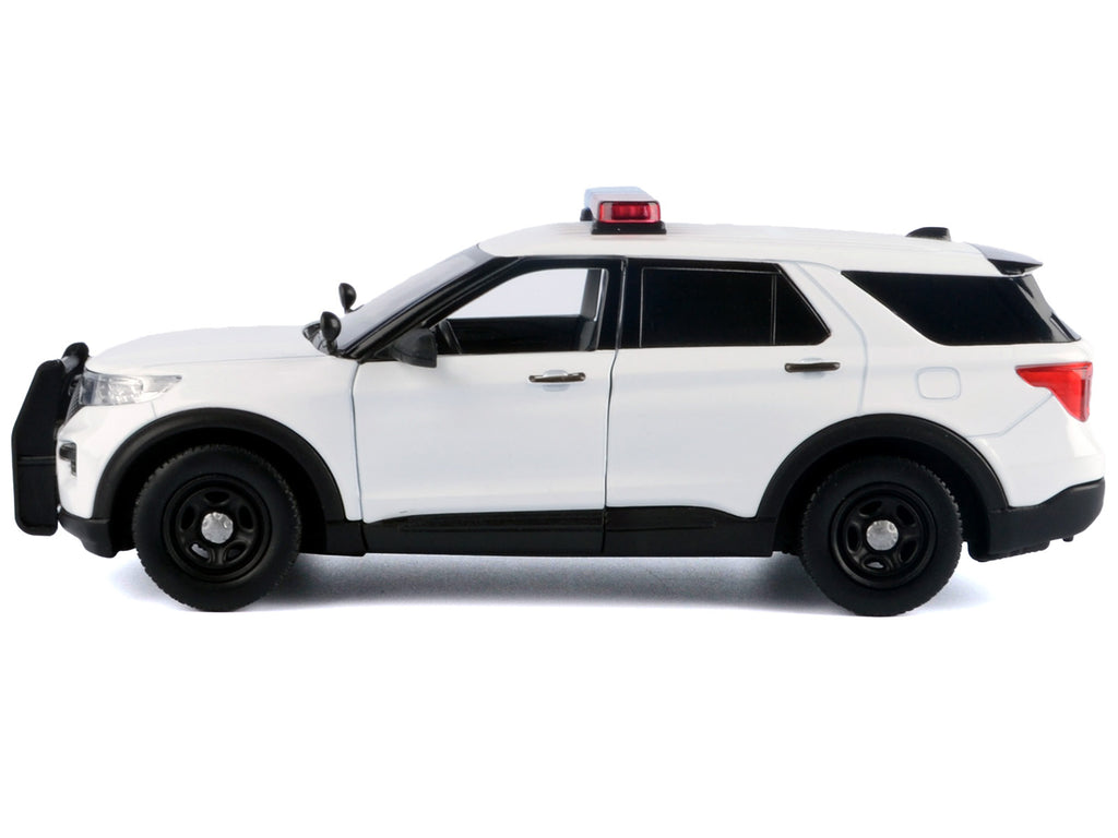 2022 Ford Police Interceptor Utility Plain White "Builder's Kit" with Flashing Light Bar and Front and Rear Lights and Sounds 1/24 Diecast Model Car by Motormax - image 2