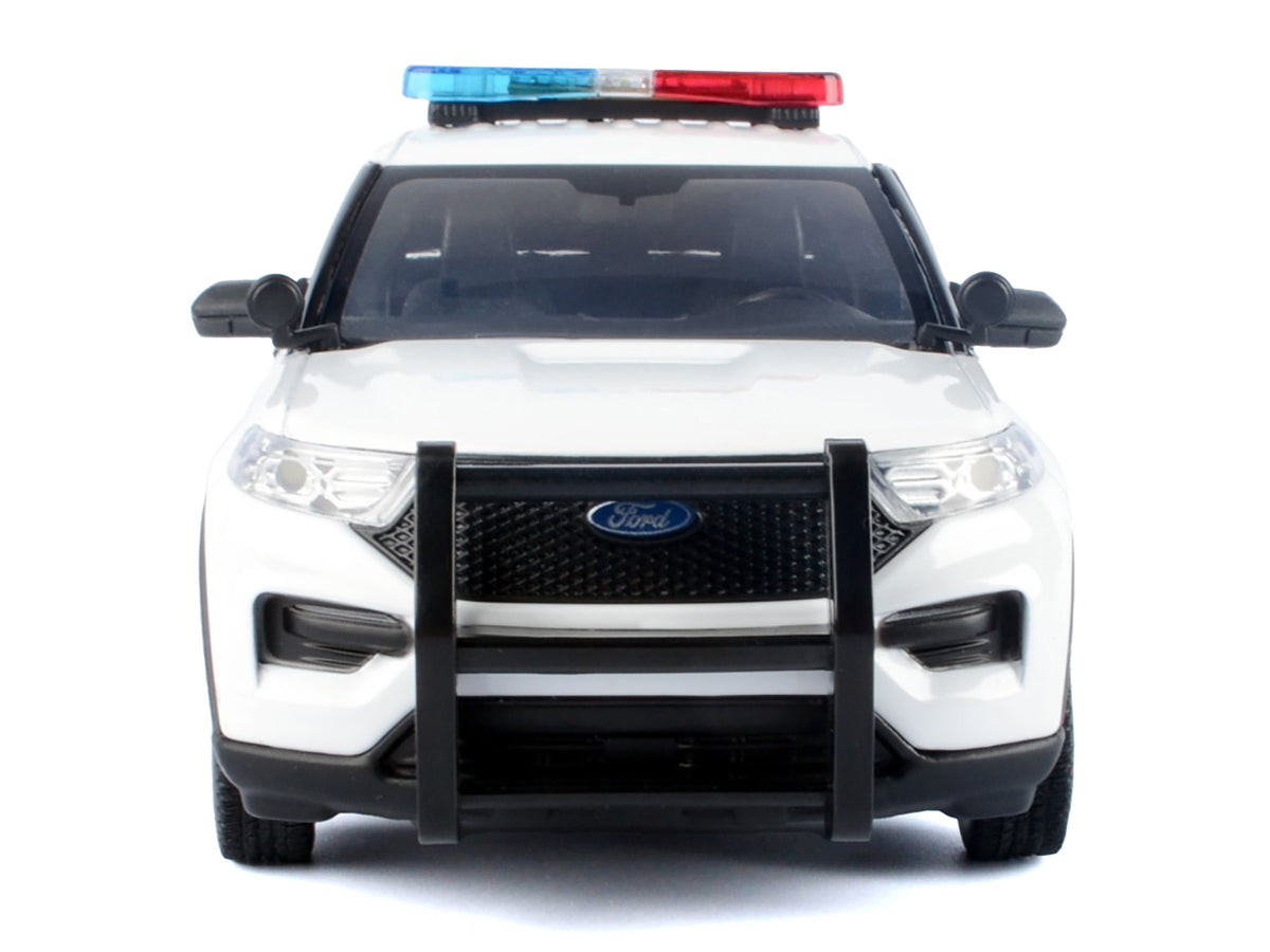 2022 Ford Police Interceptor Utility Plain White "Builder's Kit" with Flashing Light Bar and Front and Rear Lights and Sounds 1/24 Diecast Model Car by Motormax - image 4