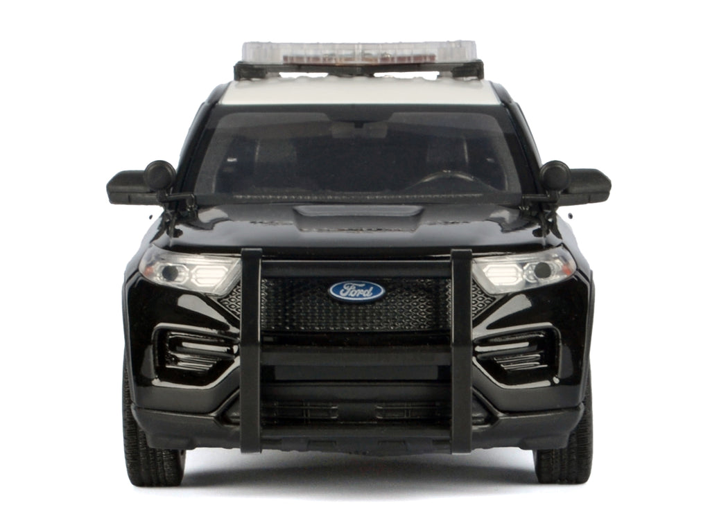 2022 Ford Police Interceptor Utility Black and White "Los Angeles Police Department (LAPD)" with Flashing Light Bar and Front and Rear Lights and Sounds 1/24 Diecast Model Car by Motormax