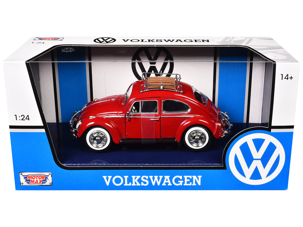 1966 Volkswagen Classic Beetle Red 1/24 Diecast Car Model by Motormax - image 3
