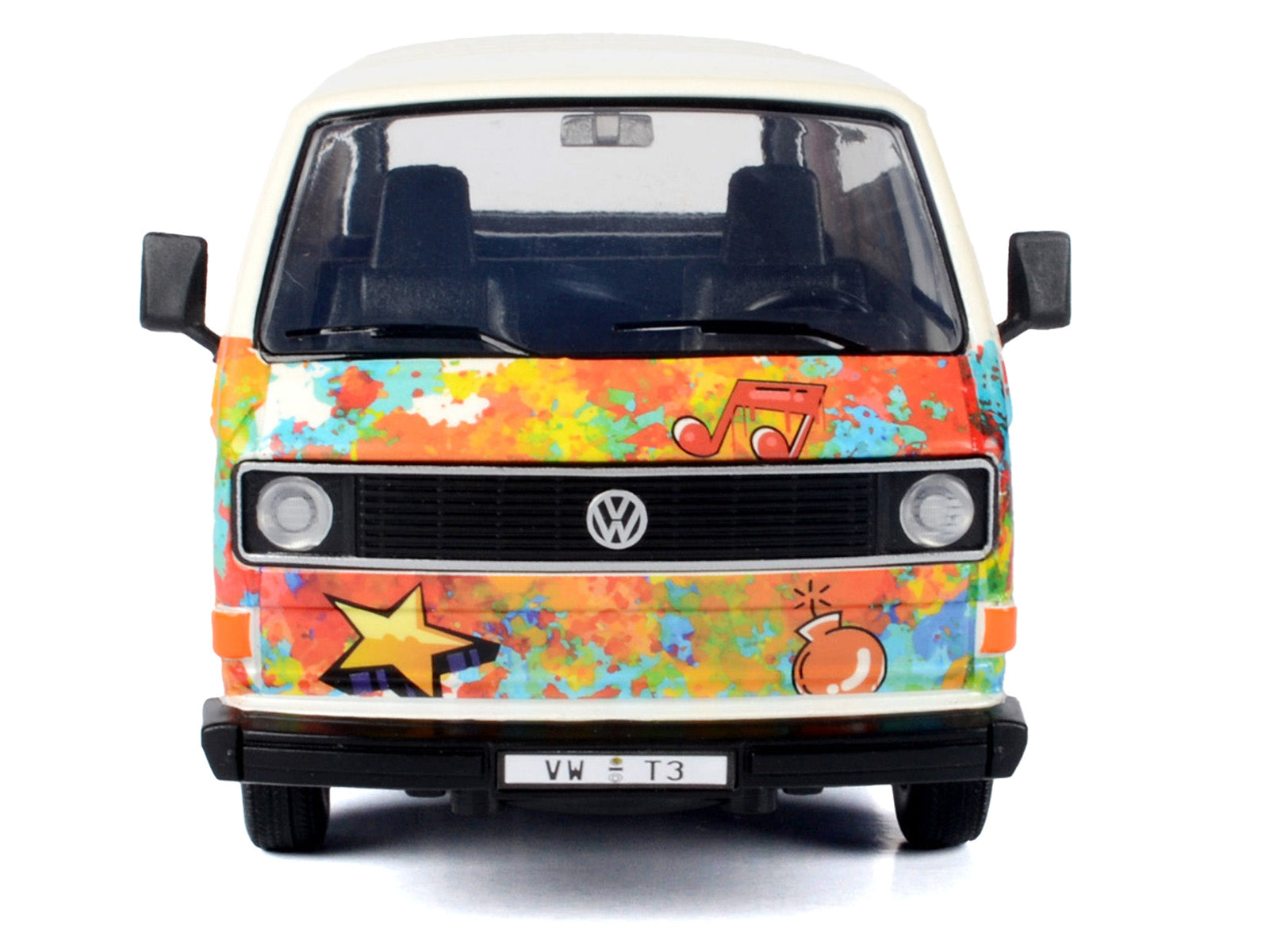 Volkswagen Type 2 (T3) Van White Metallic with Graffiti Graphics 1/24 Diecast Model Car by Motormax - image 4