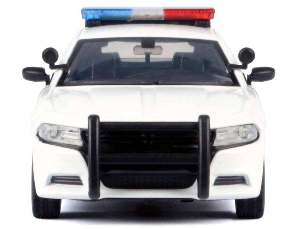2023 Dodge Charger Pursuit Police Car Unmarked White with Flashing Light Bar Front and Rear Lights and 2 Sounds "Builder's Kit" 1/24 Diecast Model Car by Motormax - image 3