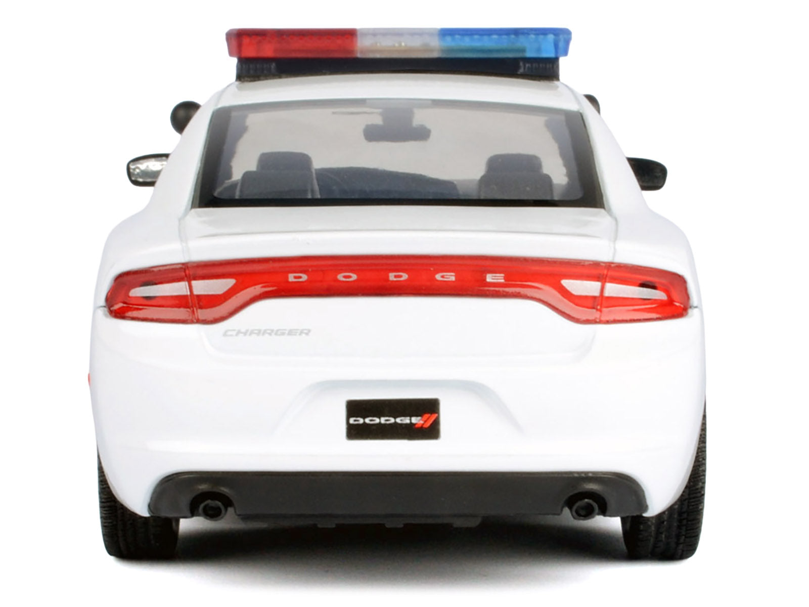 2023 Dodge Charger Pursuit Police Car Unmarked White with Flashing Light Bar Front and Rear Lights and 2 Sounds "Builder's Kit" 1/24 Diecast Model Car by Motormax - image 4