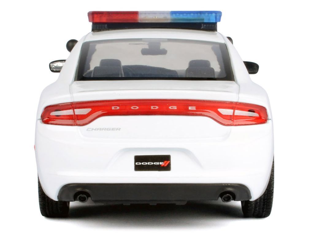 2023 Dodge Charger Pursuit Police Car Unmarked White with Flashing Light Bar Front and Rear Lights and 2 Sounds "Builder's Kit" 1/24 Diecast Model Car by Motormax - image 4