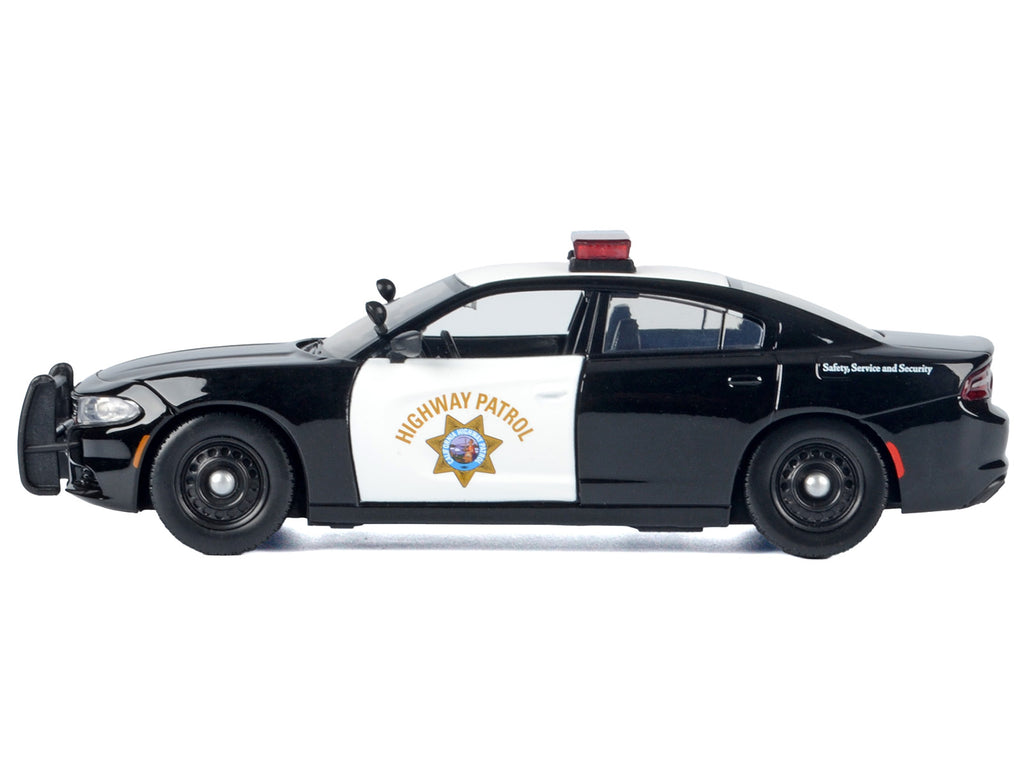 2023 Dodge Charger Pursuit Police Car "California Highway Patrol (CHP)" Black and White with Flashing Light Bar and Front and Rear Lights and Sounds 1/24 Diecast Model Car by Motormax - image 2