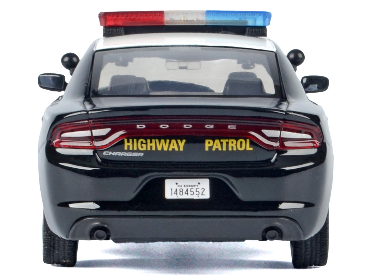 2023 Dodge Charger Pursuit Police Car "California Highway Patrol (CHP)" Black and White with Flashing Light Bar and Front and Rear Lights and Sounds 1/24 Diecast Model Car by Motormax - image 4