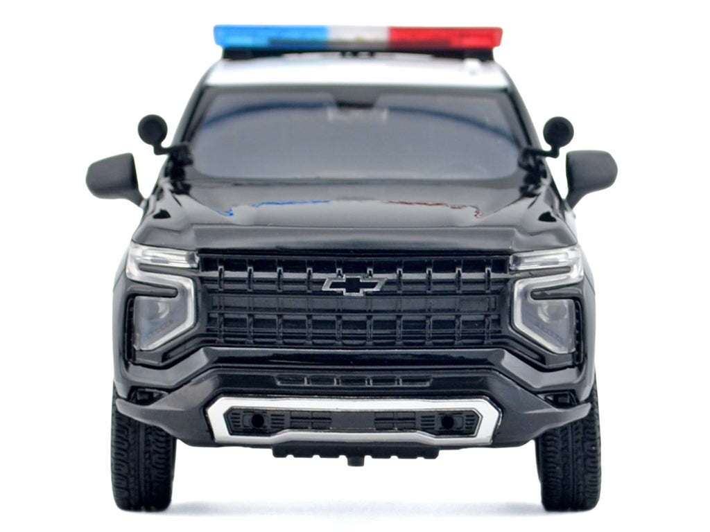2025 Chevrolet Tahoe PPV "LAPD (Los Angeles Police Department)" Black and White with Flashing Light Bar and Front and Rear Lights and Sounds 1/24 Diecast Model Car by Motormax - image 3