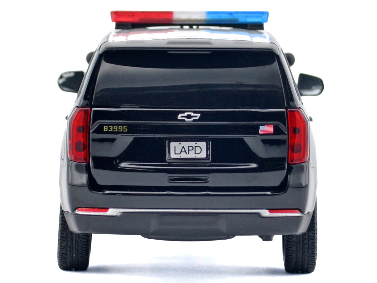 2025 Chevrolet Tahoe PPV "LAPD (Los Angeles Police Department)" Black and White with Flashing Light Bar and Front and Rear Lights and Sounds 1/24 Diecast Model Car by Motormax - image 4